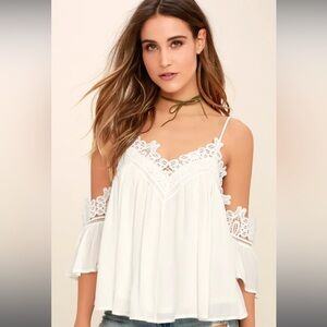 Lulu’s Daily Devotion White Lace Off-the-Shoulder Top